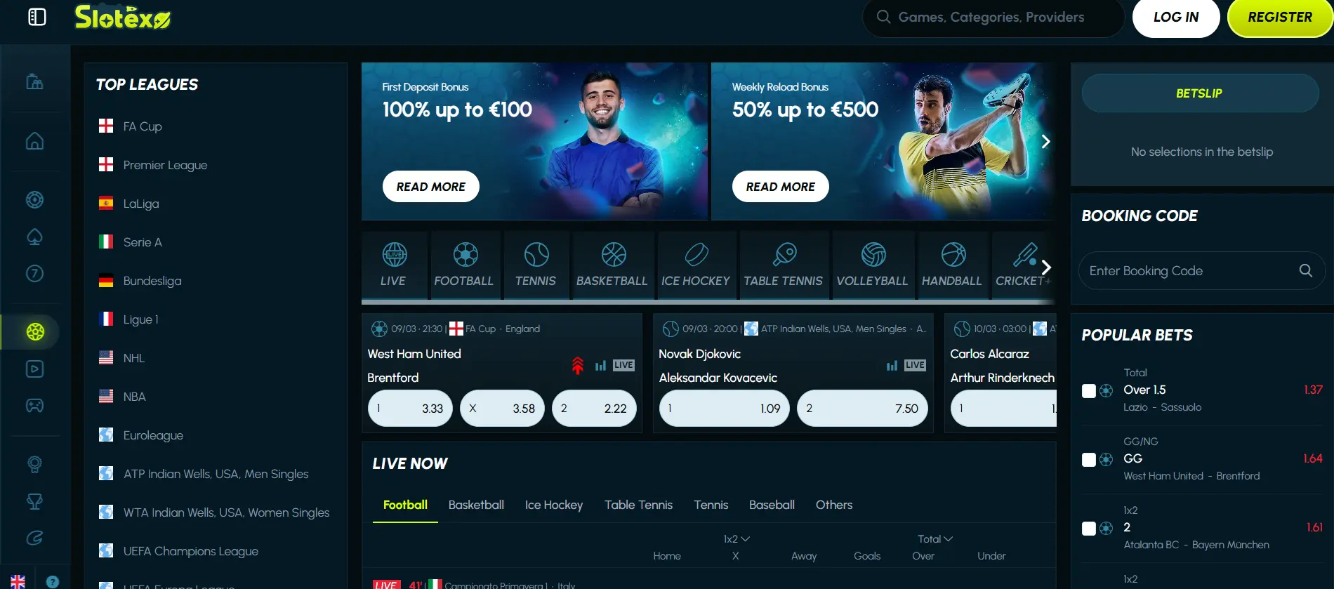 Apostas esportivas no Slotexo